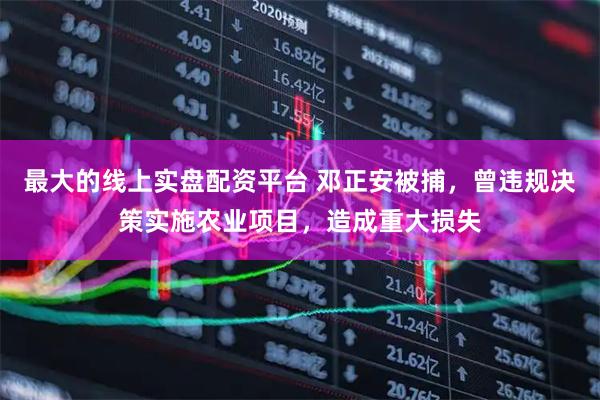 最大的线上实盘配资平台 邓正安被捕，曾违规决策实施农业项目，造成重大损失